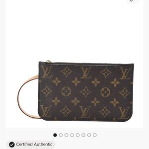 Louis Vuitton Brown Monogram PM Canvas Wristlet Pouch Neverfull Wristlet LV